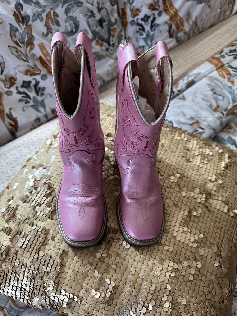 Old West Pink Western Cowboy Boots